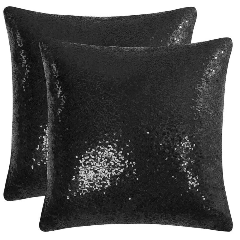 2pcs Black Sequin Throw Pillow Covers Shiny Decor Cushion Covers